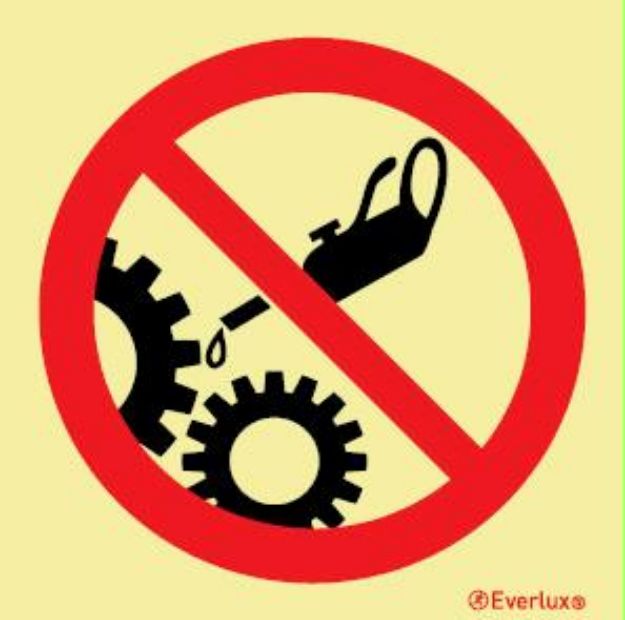 Prohibition, symbol, white vinyl, Do not oil